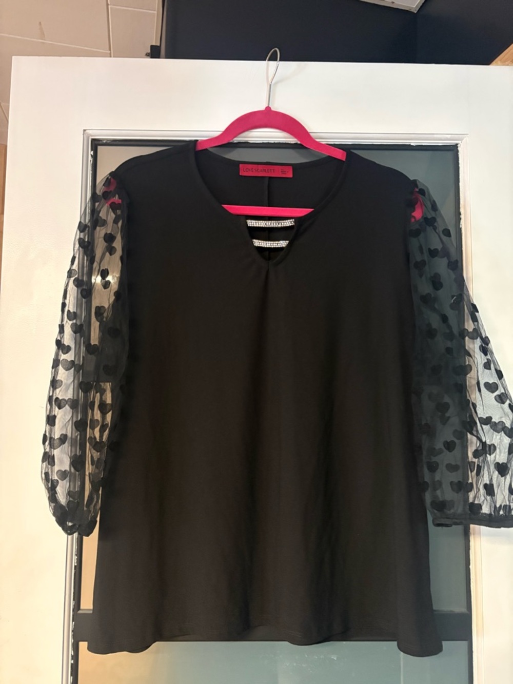 Scarlett Black and Pink Dress Top with Branded Pink Label